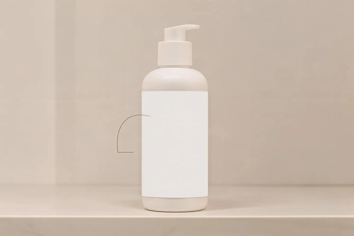 The same bottle with a plain, blank white label.