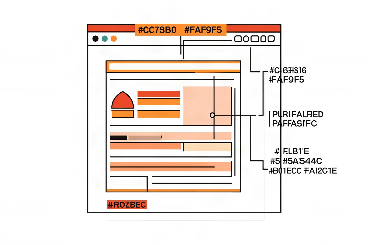 Technical line schematic with stray generated text